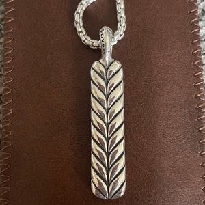 David Yurman Ingot Dog Tag 22” 925 14k 2.7mm chain